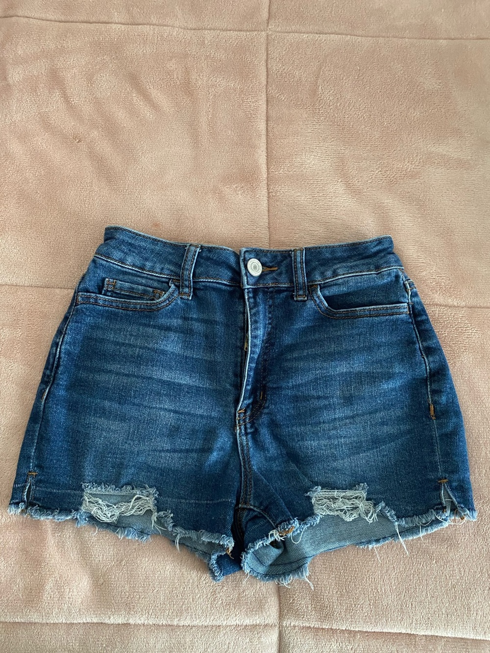 SO Women's Indigo Distressed Denim Cutoff Shorts